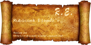 Rubicsek Elemér névjegykártya